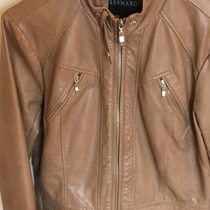 FAUX LEATHER BOMBER JACKET - Camel Color (M)